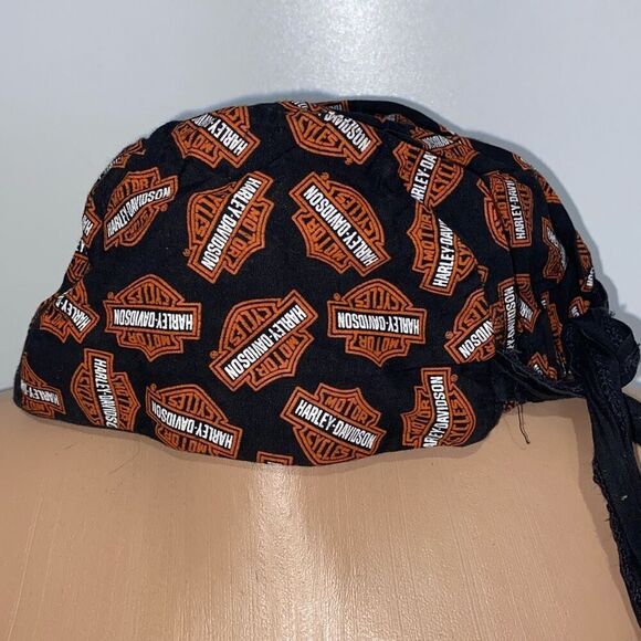Harley-Davidson Men's Multicolor Tie Back Logo Skull Durag Cap Hat Adjustable - Picture 5 of 6